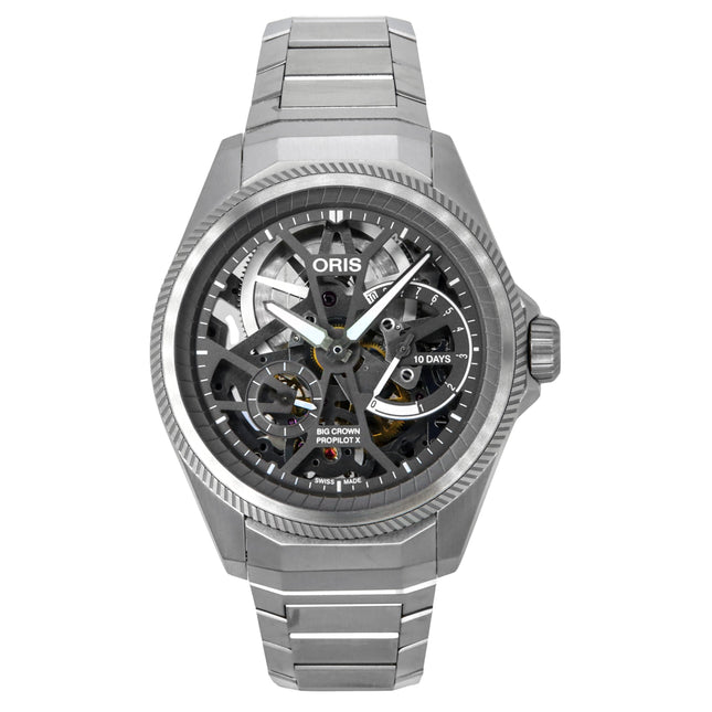 Oris Propilot X Titanium Grey Skeleton Dial Automatic 01-115-7759-7153-Set7-22-01TLC 100M Men's Watch