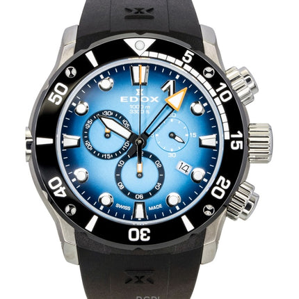 Edox CO-1 Chronograph Rubber Strap Blue Dial Quartz Diver's 10242-TIN-BUIDN 1000M Men's Watch