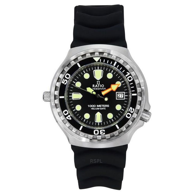 Ratio FreeDiver Version 02 Helium Safe 1000M Sapphire Quartz Black Dial 1038EF102V-BLK-V02 Men's Watch