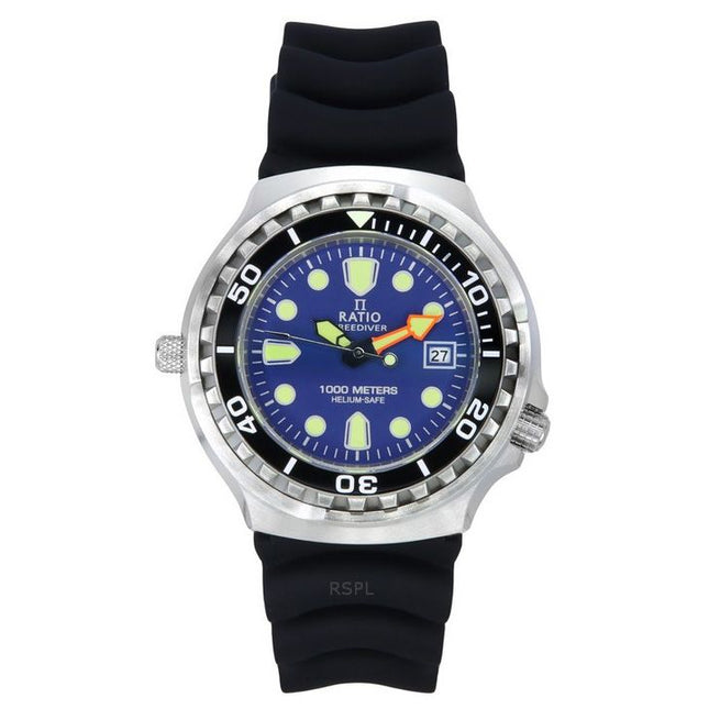 Ratio FreeDiver Version 03 Helium Safe 1000M Sapphire Quartz Blue Dial 1038EF102V-BLU-V03 Men's Watch