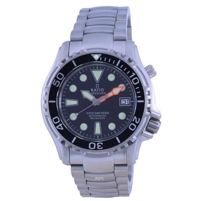 Ratio FreeDiver Helium Safe 1000M Black Dial Stainless Steel Automatic 1066KE26-33VA-BLK Men's Watch