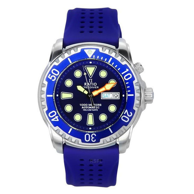 Ratio FreeDiver Version 02 Helium Safe 1000M Sapphire Automatic Blue Dial 1068HA90-34VA-BLU-V02 Men's Watch
