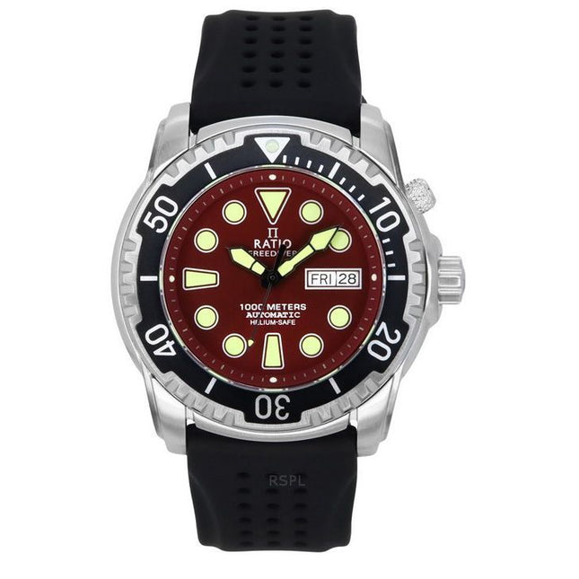 Ratio FreeDiver Version 02 Helium Safe 1000M Sapphire Automatic Red Dial 1068HA90-34VA-RED-V02 Men's Watch