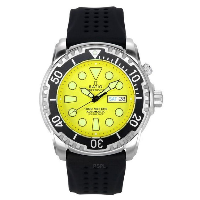 Ratio FreeDiver Version 03 Helium Safe 1000M Automatic Yellow Dial 1068HA90-34VA-YLW-V03 Men's Watch