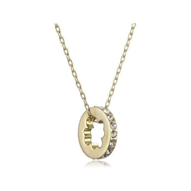 Swarovski Clear Crystal Gold Tone Four Leaf Clover Pendant Necklace 1080286 For Women