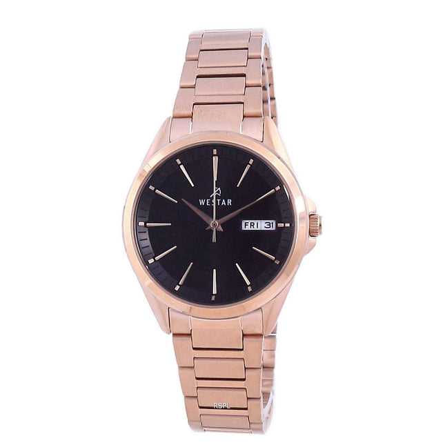 Westar Black Dial Rose Gold Tone Stainless Steel Quartz 40212 PPN 603 Women's Watch