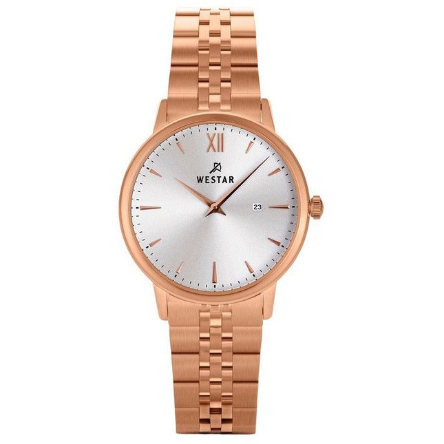 Westar Profile Rose Gold Tone Stainless Steel Silver Dial Quartz 40215PPN607 Womens Watch