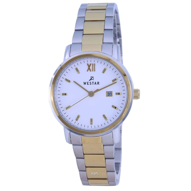 Westar White Dial Two Tone Stainless Steel Quartz 40245 CBN 101 Womens Watch