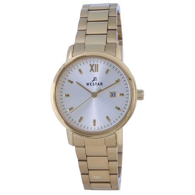 Westar Silver Dial Gold Tone Stainless Steel Quartz 40245 GPN 102 Womens Watch
