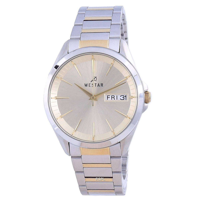 Westar Champagne Dial Two Tone Stainless Steel Quartz 50212 CBN 102 Men's Watch