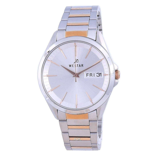 Westar Silver Dial Two Tone Stainless Steel Quartz 50212 SPN 607 Men's Watch