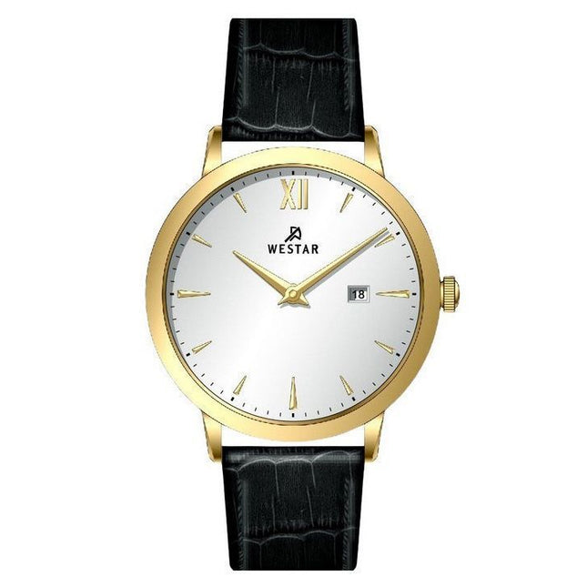 Westar Profile Leather Strap Silver Dial Quartz 50214GPN107 Mens Watch