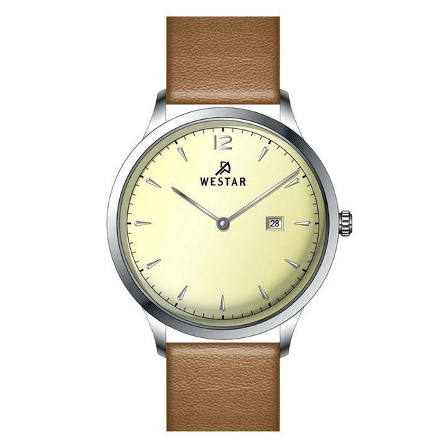 Westar Profile Leather Strap Light Champagne Dial Quartz 50217STN182 Mens Watch