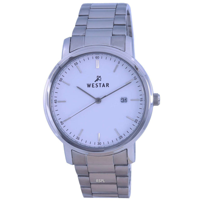 Westar White Dial Stainless Steel Quartz 50243 STN 101 Mens Watch