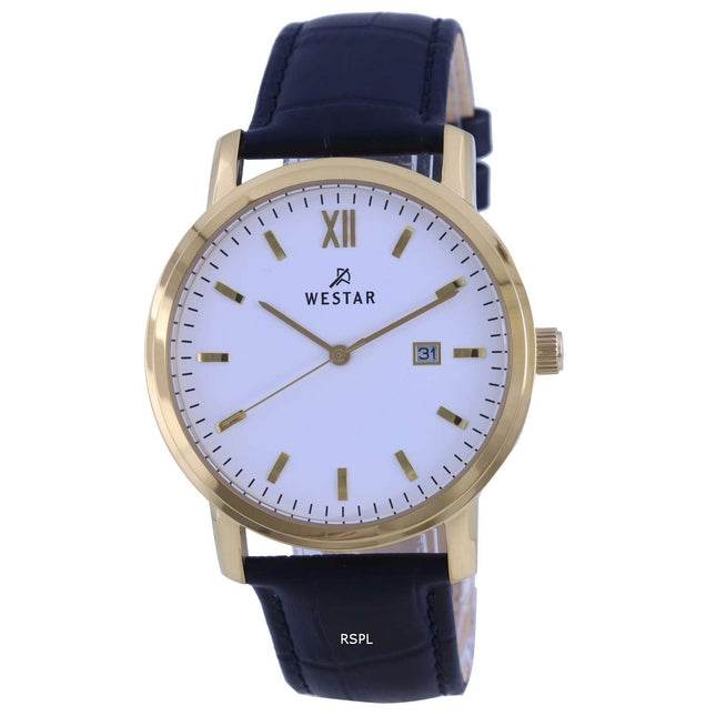 Westar White Dial Gold Tone Stainless Steel Quartz 50244 GPN 101 Mens Watch