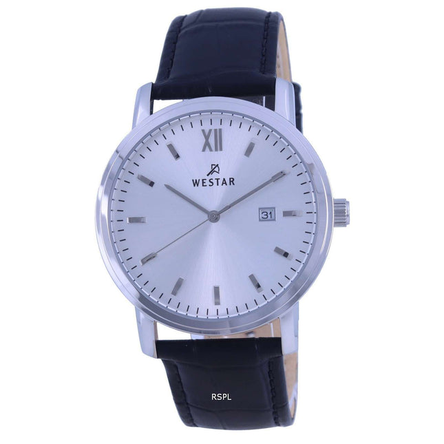 Westar White Dial Leather Strap Quartz 50244 STN 107 Mens Watch