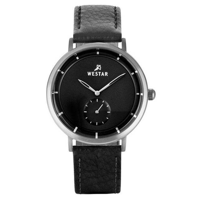 Westar Profile Leather Strap Black Dial Quartz 50246STN103 Mens Watch