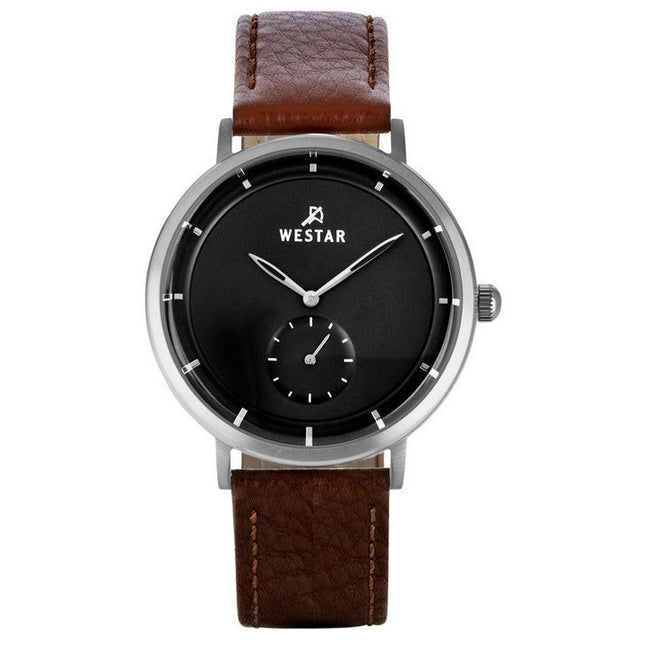 Westar Profile Leather Strap Black Dial Quartz 50246STN123 Mens Watch
