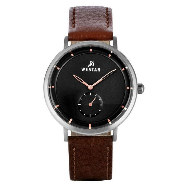 Westar Profile Leather Strap Black Dial Quartz 50246STN623 Mens Watch