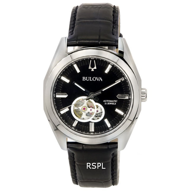 Bulova Surveyor Black Open Heart Dial Automatic 96A273 Men's Watch