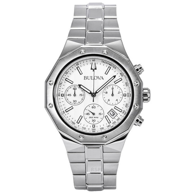 Bulova Classic Precisionist Chronograph Stainless Steel Silver Dial Quartz 96B408 100M Mens Watch