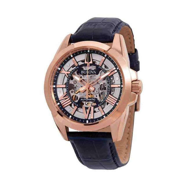 Bulova Sutton Automatic Skeleton Dial 97A161 100M Mens Watch