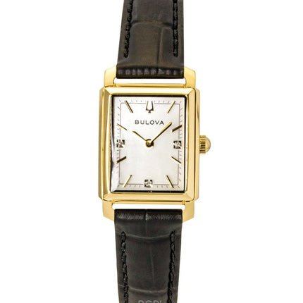 Bulova Sutton Leather Strap Diamond Mother of Pearl Dial Quartz 97P166 Women's Watch