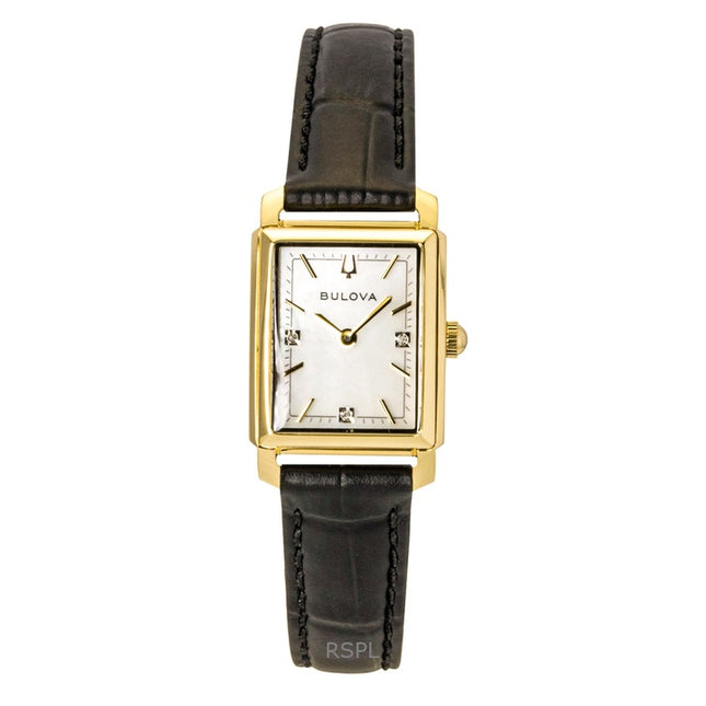 Bulova Sutton Leather Strap Diamond Mother of Pearl Dial Quartz 97P166 Women's Watch
