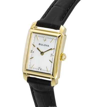 Bulova Sutton Leather Strap Diamond Mother of Pearl Dial Quartz 97P166 Women's Watch