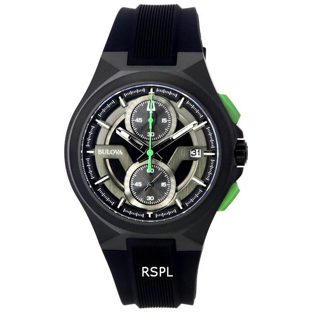 Bulova Maquina Chronograph Black Dial Black Strap Quartz 98B381 Men's Watch