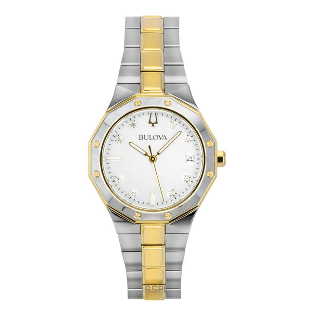 Bulova Prestige Stainless Steel Mother Of Pearl Dial Quartz 98P234 100M Women's Watch