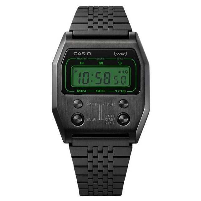 Casio Vintage Digital Black Ion Plated Stainless Steel Quartz A1100B-1 Unisex Watch