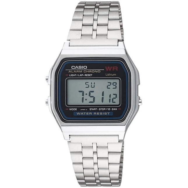Casio Digital Alarm Chrono Stainless Steel A159WA-N1DF A159WA-N1 Mens Watch