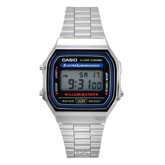 Casio Digital Alarm Chrono Stainless Steel A168WA-1WDF A168WA-1W Unisex Watch
