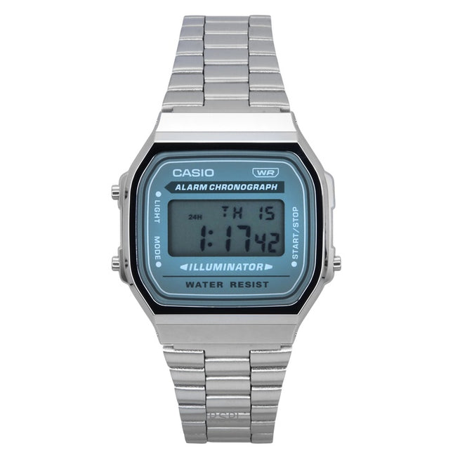 Casio Vintage Digital Stainless Steel Bracelet Quartz A168WA-3A Mens Watch