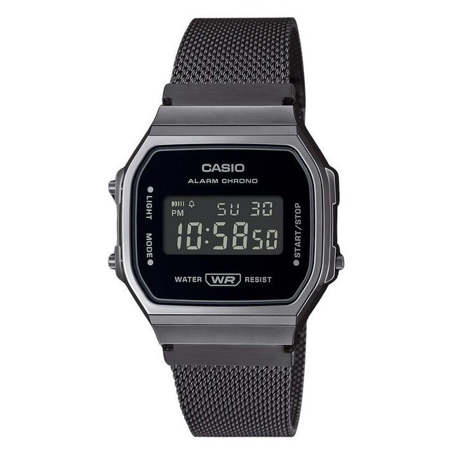 Casio Vintage Digital Stainless Steel Mesh Bracelet Quartz A168WEMB-1B Unisex Watch