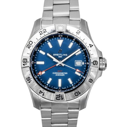 Breitling Avenger GMT Stainless Steel Blue Dial Automatic Diver's A32320101C1A1 300M Men's Watch