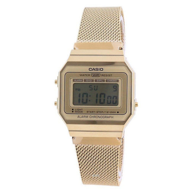 Casio Youth Vintage Gold Tone Stainless Steel Digital A700WMG-9A Unisex Watch