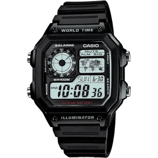 Casio Youth Illuminator World Time Alarm AE-1200WH-1AV AE1200WH-1AV Men's Watch