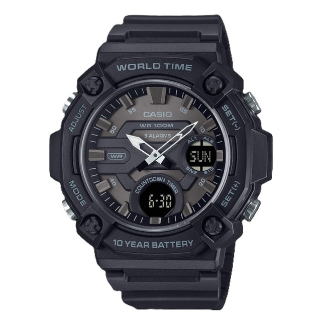 Casio Standard Analog Digital Resin Strap Grey Dial Quartz AEQ-120W-1BV 100M Men's Watch