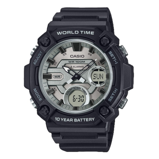 Casio Standard Analog Digital Resin Strap Silver Dial Quartz AEQ-120W-7AV 100M Men's Watch