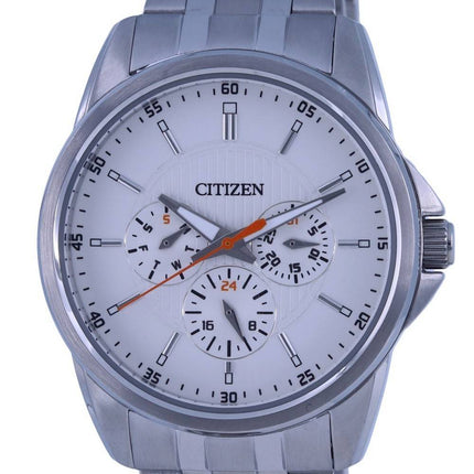 Citizen Analog Stainless Steel White Dial Quartz AG8340-58A.G 100M Mens Watch