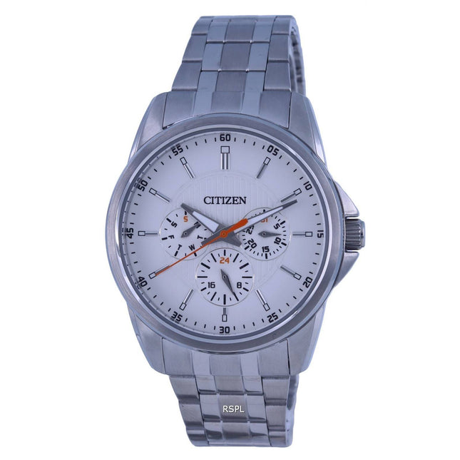 Citizen Analog Stainless Steel White Dial Quartz AG8340-58A.G 100M Mens Watch