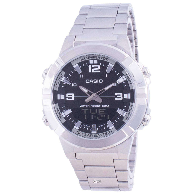 Casio Analog Digital World Time Stainless Steel AMW-870D-1A AMW870D-1 Mens Watch