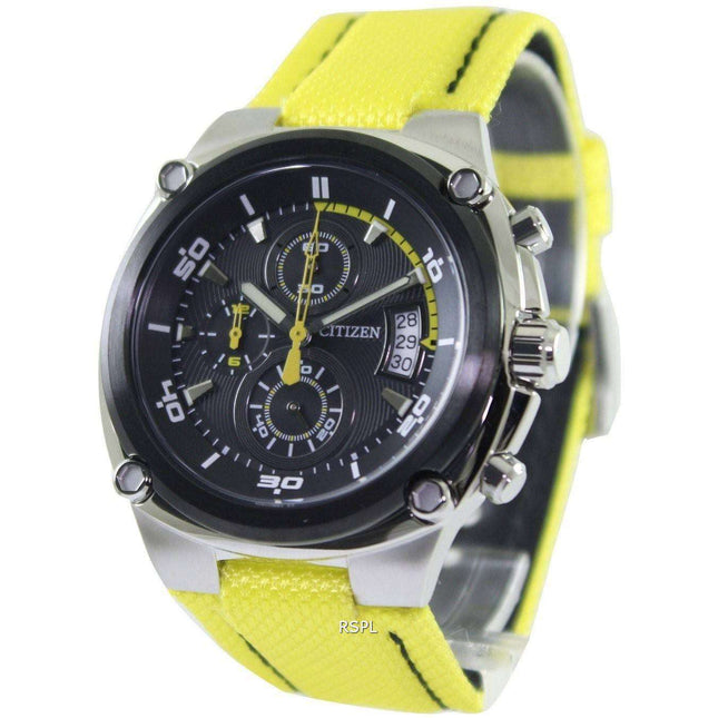 Citizen Chronograph Sports Yellow Nylon Band AN3455-30E Mens Watch
