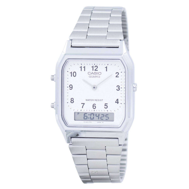 Casio Vintage Dual Time Analog Digital Quartz AQ-230A-7BMQ AQ230A-7BMQ Unisex Watch