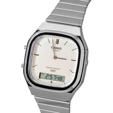 Casio Vintage Analog Digital Off White Dial Quartz AQ-240E-7A2 Unisex Watch