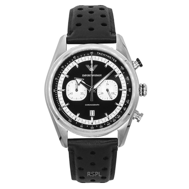 Emporio Armani Chronograph Leather Strap Black Dial Quartz AR11635 Men's Watch