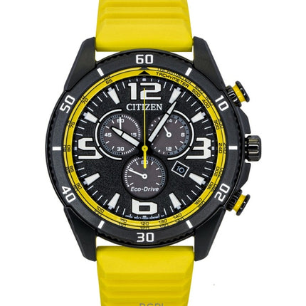 Citizen Brycen Chronograph Silicone Strap Black Dial Eco-Drive AT2585-08E 100M Men's Watch