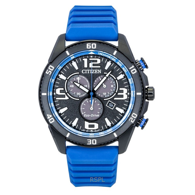 Citizen Brycen Chronograph Silicone Strap Black Dial Eco-Drive AT2586-05E 100M Men's Watch